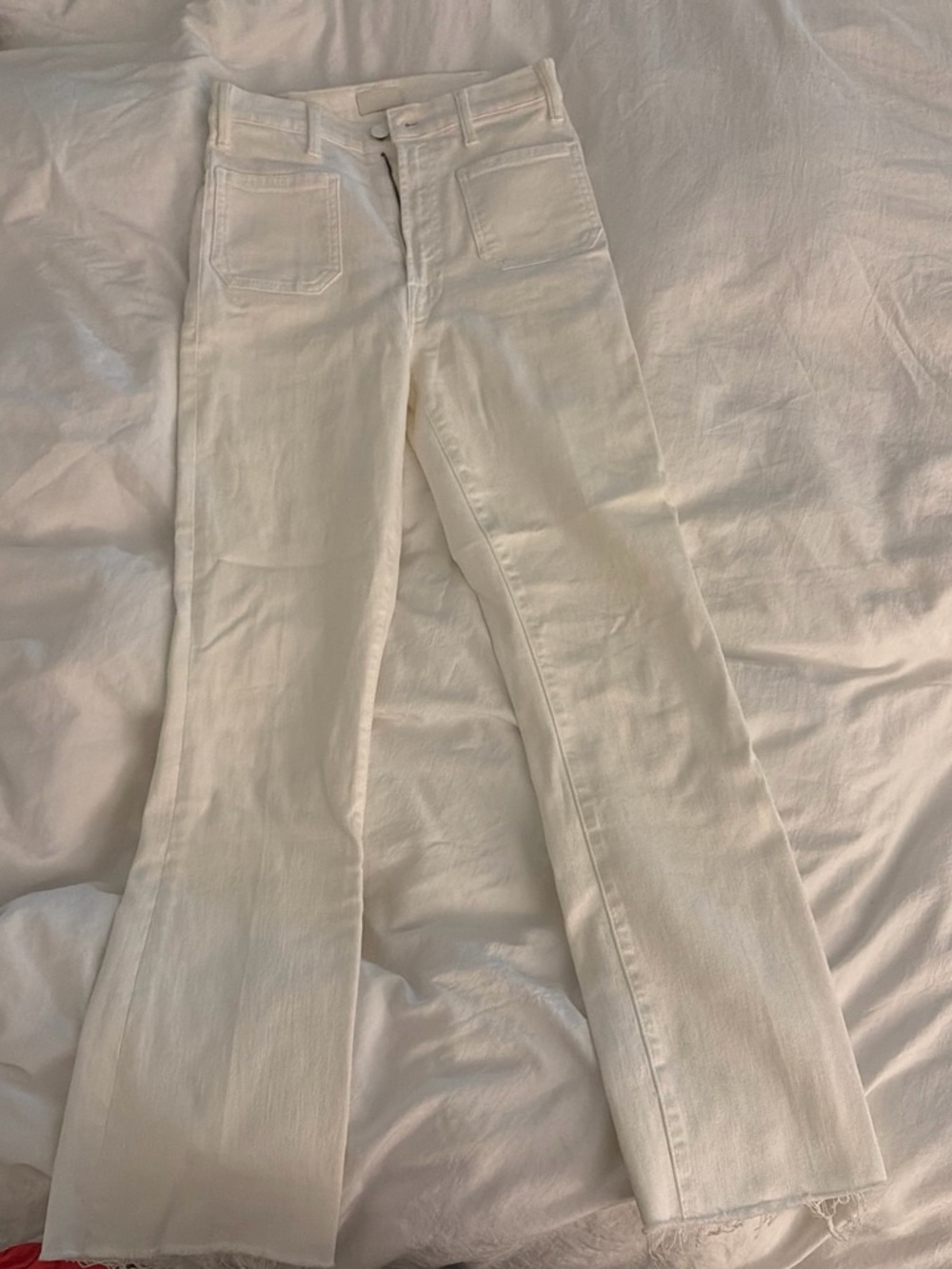 MOTHER Cream High-Rise Flare Jeans